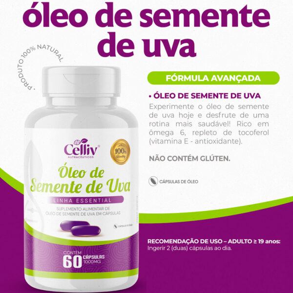 Óleo Semente de Uva 60 Caps - Celliv - Imagem 3