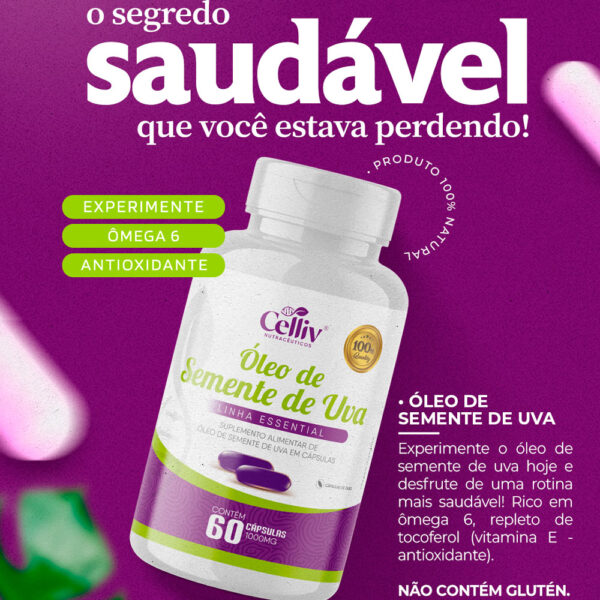 Óleo Semente de Uva 60 Caps - Celliv - Imagem 4