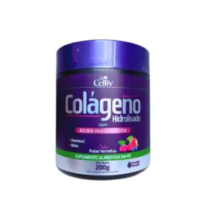 Colágeno 200g Sabor Frutas Vermelhas Acido Hialurônico Celliv